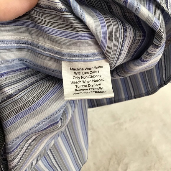 Pronto Uomo Men’s Non Iron Button-Down Casual Shirt Stripe Blue Career Size 2XLT - Picture 6 of 6